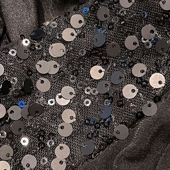 Calvin klein One Shoulder Single Sleeve Sexy Sequin Trim Floor Length Dress Gown - Picture 5 of 11